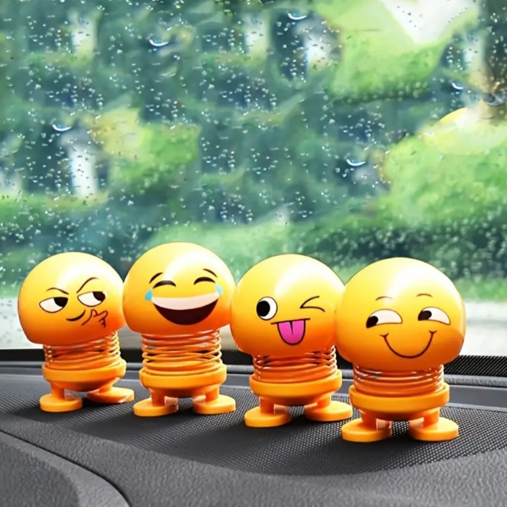 Set/4pcs, Car Decorative Ornaments, Happy Emoticon, Spring Shaking Head.(New)